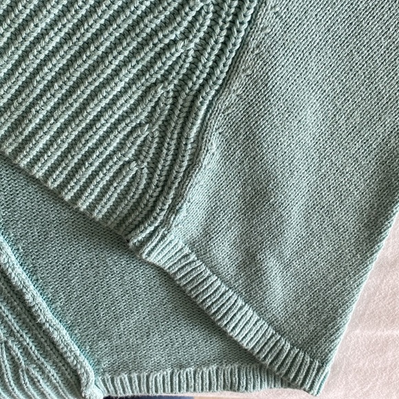 L. L. Bean long open front cardigan Robins Egg Blue, 100% cotton - Picture 9 of 12